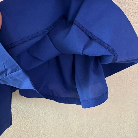 Milly Jordan Mini Dress Women Size 2 Cobalt Blue Bow Cutout Button Front Pockets - Picture 8 of 16